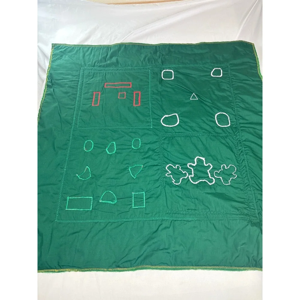 VTG Snowman Christmas Wall Hanging Table Topper Quilt Fabric Panel 33 X 33